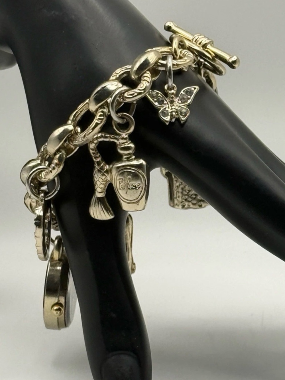Vintage Wrist Watch Gold Tone Charm Bracelet Swiss Quartz - Picture 3 of 5